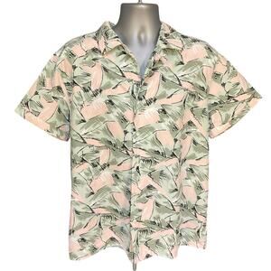 Stranger Things Pink and Green Retro Short Sleeve Cotton Button Down Size L